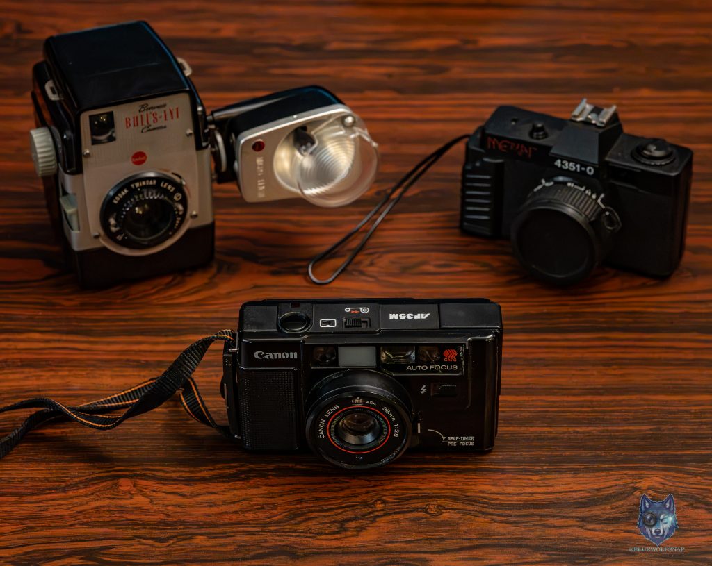 Canon AF35M Info (Canon's Site) One of my Brownies pictured here (I have a few- yes I have a problem) Kodak Brownie Bull's-Eye Camera Information | The Brownie Camera Page